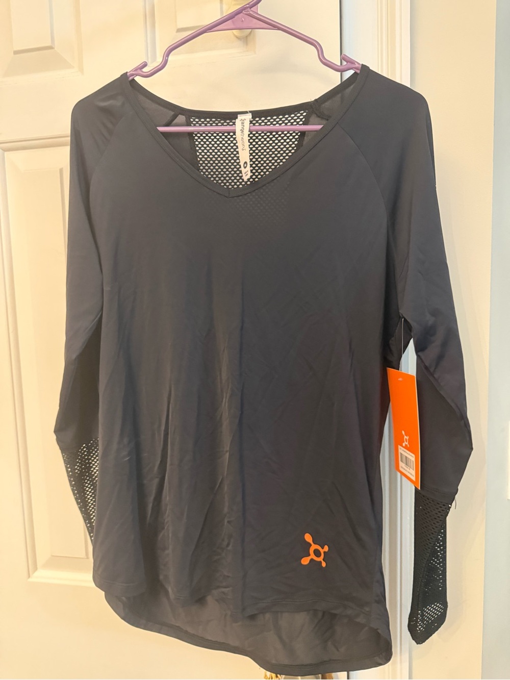 NWT Orangetheory Fitness Women's Black Athletic Long-Sleeve Top with Mesh Insets